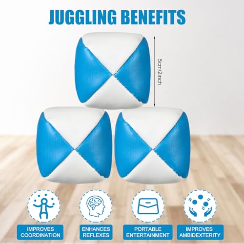 Patelai 6 Pack Juggling Balls for Beginners, Soft Juggle,White Blue - color: White Blue