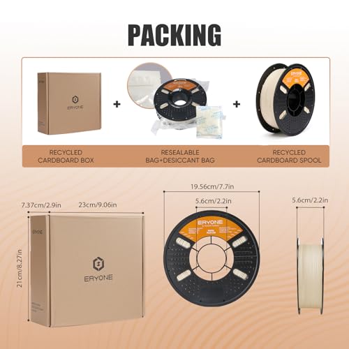ERYONE Matte PLA Basic 3D Printer Filament 1.75 +/- 0.03mm, Matte Filament 1KG(2.2LBS) Spool, Khaki - color: Lite Matte Khaki