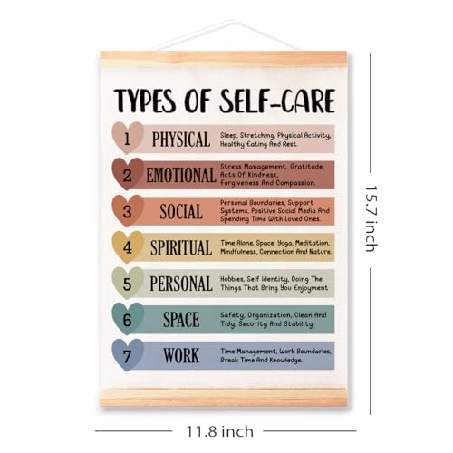 Ybqhd Types Of Self Care Poster Hanger Frame,School Mental Health Decor - color: Types Of Self Care