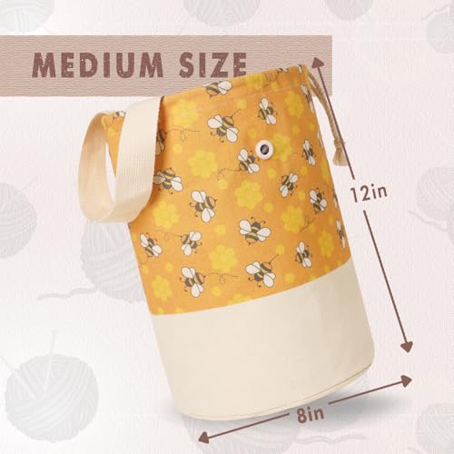 TOGETRUE Yarn Bag, Knitting Crochet Bag, Portable Yarn Storage Bags Organizer for Crocheting Project, Store Skein Ball, Short Knitting Needle (Medium, Bees) - color: Bees, size: Medium