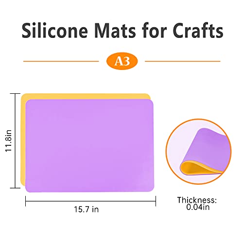 Silicone Mat, IKOCO 15.7"x 11.8" Silicone Craft Mat for Playdough A3 Large Nonstick Resin Molds Sheets for Epoxy Resin Jewelry Casting, Purple and Yellow - color: Purple&Yellow, size: 15.7''*11.8''