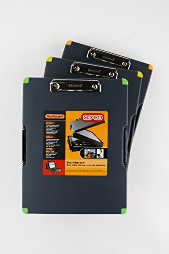 Dexas Duo Clipcase, Double Sided Clipboard Design, Portable Clipboards 13”x10” Gray/Orange, Combine Style and Functionality Office Supplies for Nursing, School, Work, Trades, Home Office (Pack of 3) - color: Gray/Orange, size: (Pack of 3)