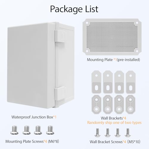 Junction Box IP65 Waterproof Dustproof ABS Plastic Enclosure Outdoor and Indoor Project Box Hinged Cover with Mounting Plate Wall Brackets Outer Dimension 11.8"x 7.9" x 7.1", Grey - size: 11.8"x 7.9" x 7.1" (1pc)