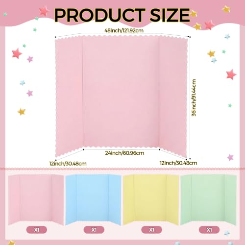 Mooliwe 4 Pack 48" x 36" Trifold Poster Board Scalloped, Pastel - color: Pastel, size: 48" X 36"