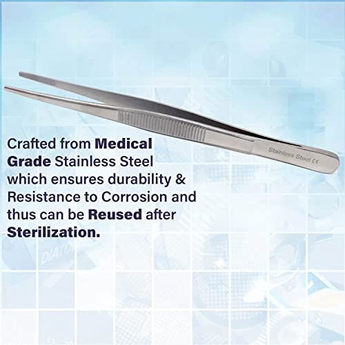 Precision Blunt Serrated Tips Stainless Steel Thumb Forceps Tweezers 5.5" (14 cm), Comfortable Ridged Handle