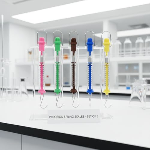 Tubular Spring Scale Set of 5 for Classroom,1N,5N,10N,20N,30N