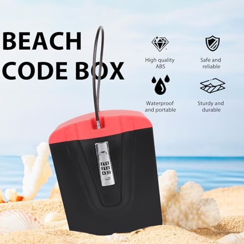 3 Digit Mechanical Dial Lock Box, Zinc Alloy Large Capacity Lockbox (Black & Red) – Easy to Set, Waterproof Outdoor Safe for Car Keys, Phone, ID, Watch, Fits Beach Umbrella, Fence, Car Handle
