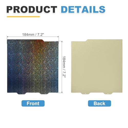 MECCANIXITY PEI and PEY Build Plate 184x184mm, PEI Gold and PEY Starry Sky Sheet Spring Steel Build Plate for Bambu Lab P1P/P1S /X1/X1C/A1 3D Printer - size: 184x184mm, style: PEI Gold and PEY Starry Sky