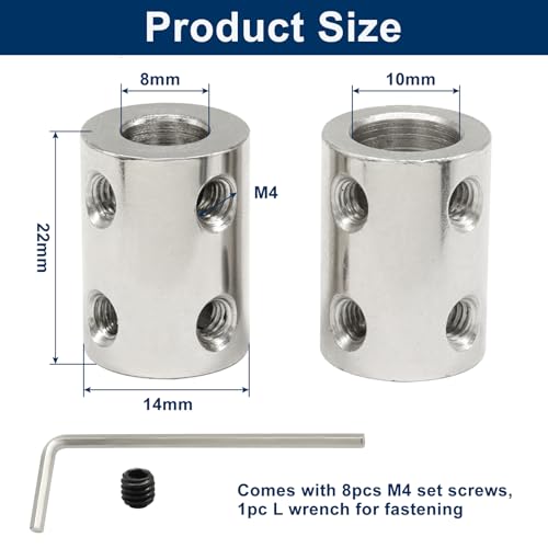 8mm to 10mm Bore Rigid Shaft Coupler, Shaft Coupling Connector - size: 8mm to 10mm