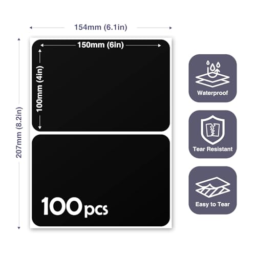 JIEHENG 100Pcs Large Black Labels for Storage Bins,6x4 Inch Labels - color: Black