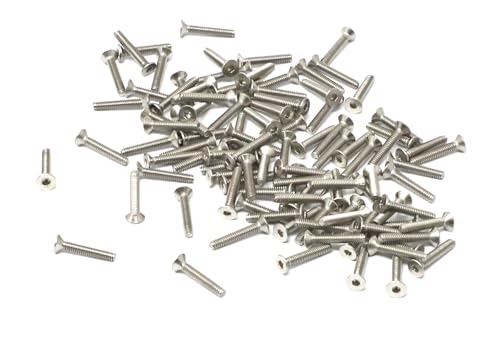 iexcell 100 Pcs M2 x 12mm Thread Pitch 0.4 mm Stainless Steel 304 Hex Socket Flat Head Cap Screws Bolts Kit - size: M2 x 12mm