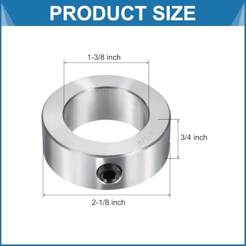 uxcell 6pcs Set Screw Collars 1-3/8" Bore, Zinc Plated Carbon Steel Shaft Collars, 2-1/8" OD, 3/4" Width Lock Axle Collar Clamp (Hollow Style, Lightweight) - size: 1-3/8" Borex2-1/8" ODx3/4" Width