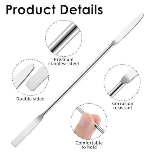 Andibro 4 Pcs Micro Metal Spatula, 6"Lab Spatula Double Ended Micro Spatula Stainless Steel Mini Square/Round End for Mixing Cosmetics Kitchen Laboratories
