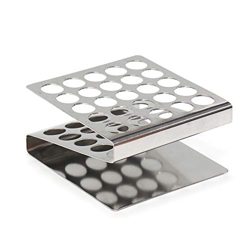 ULAB Scientific Test Tube with Tube Rack, Z Shape Stainless Steel Tube Rack, Suitable for Tubes of Dia.≤16mm, 10pcs of 16ml Cylindrical Glass Test Tubes with Flange stoppers, UTR1002 - style: Z shape & 10pcs of 16ml glass tubes