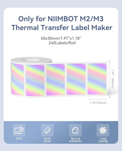 NIIMBOT M2/M3 Thermal Transfer Labels 1.97" x 1.18" (50x30mm) Hologram - size: 50*30MM Hologram