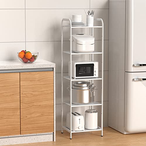MAX Houser 5 Tier Standing Shelf Units for Kitchen Storage Rack, White - color: White, size: 5-Tier