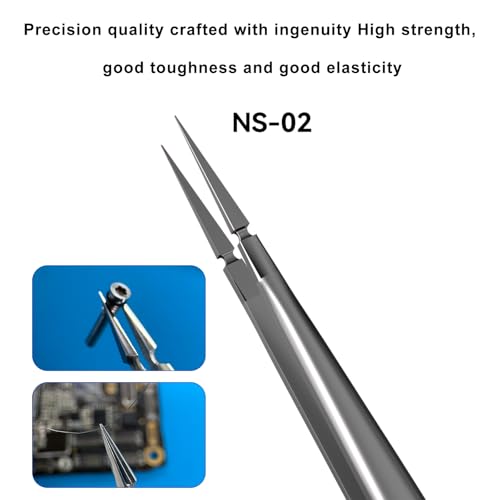 Super Hard Alloy 3D Tweezers Precision Tweezers Chip Positioning Tweezers For Electronic,Jewelry Making, Models, Soldering, Watches,Phone Repair - size: NS-02 3D Hardened
