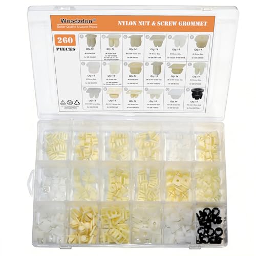 260pcs License Plate Headlight Bezel Nylon Nut #6,#8,#10,#14 Screw Grommet - size: 18 Size 260pcs