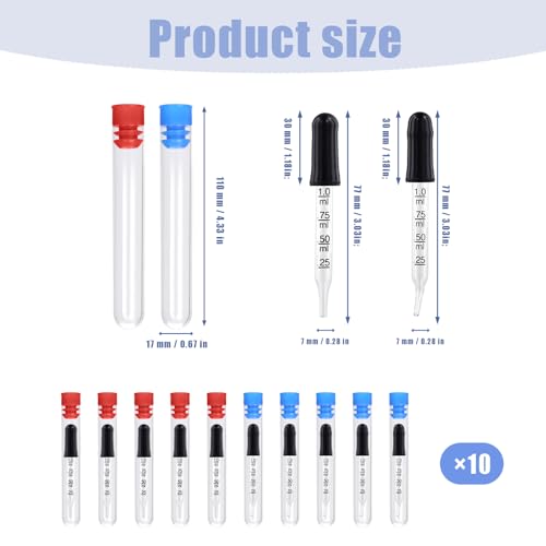 10pcs 1ml Liquid Droppers, Pi TES Dropper Glass Eye Dropper with Measurement Bent & Straight Tip Calibration Medicine Dropper for Feeding Essential Oil Ears Laboratory