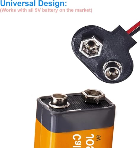 California JOS 9V Battery Clip Connector, T-Type 9V Battery Holder for Student Experiments, DIY Projects, and Electronic Equipment (2 PCS)