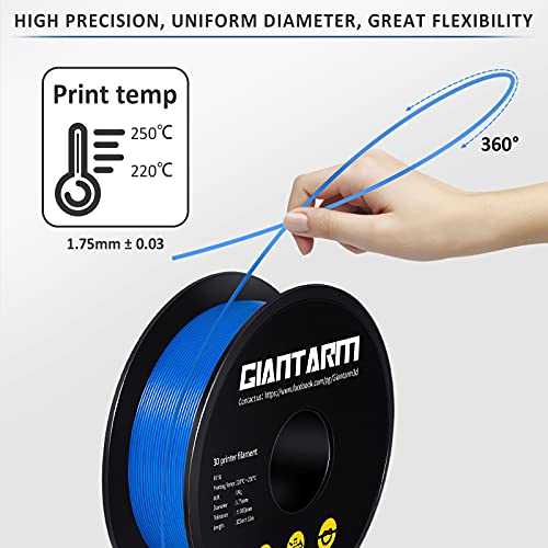GIANTARM PETG Filament 1.75mm for 3D Printer, 1KG, Blue - color: Blue