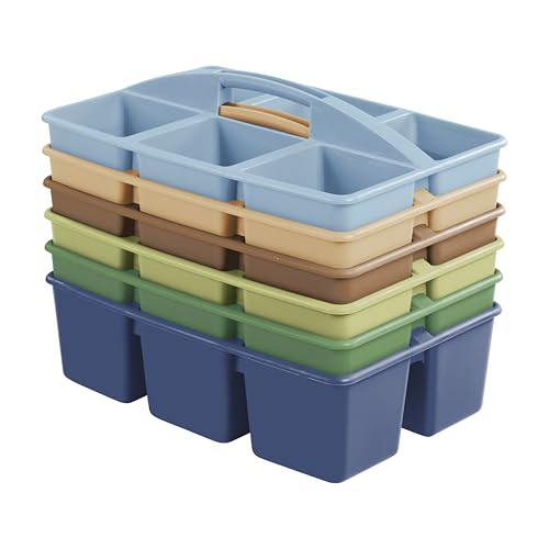 ECR4Kids 6-Compartment Large Storage Caddy Organizer, 6-Pack, Earthtone - color: Earthtone