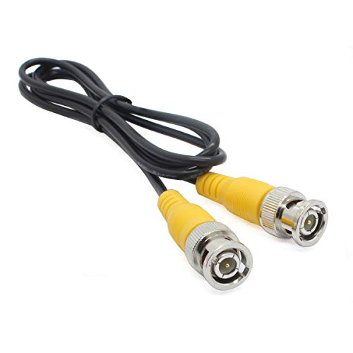 ANVISION 6-Pack Black 1m 3.3ft BNC Male to BNC Male Jumper Cable with Yellow Connector for CCTV DVR to TV System - color: Yellow Connector