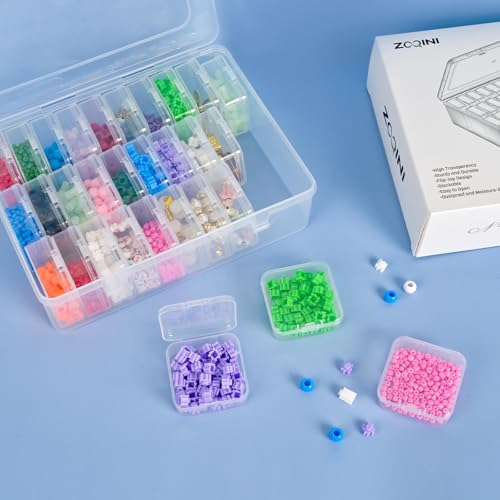 Bead Organizer, 90Pcs Small Clear Plastic Bead Storage Containers with Label, 3 Large Craft Storage Cases with Hinged Lid, Storage Box for Jewelry Making Diamond Art DIY Bracelet Seed Screw Mini Parts - size: 3 Pack - 90 Pcs (2.16" x 2.16" x 0.78")