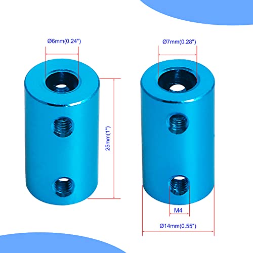 6mm to 7mm Rigid Couplings Set Screw Shaft Stepper Motor, Length 25mm / 1" Motor Coupler Connector Rigid with Screw for 3D Printer, RC Robot, Car Model Shaft, CNC Machine, DIY Encoder 2 Pcs - size: 6 to 7