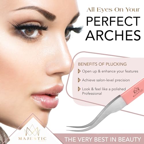 Majestic Bombay Fine Point Tweezers, Eyebrows, Facial Hair, Women and Men - color: Light Pink