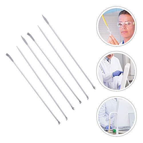 Hemobllo 6-Pack Stainless Steel Reagent Sampling Spoons Spatula Set for Deep Bottle Sampling Powder Scooping Mixing Chemistry Lab and Kitchen Use