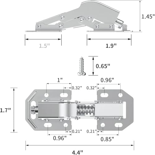 Chibery 10 Pack 90 Degree Soft Close Surface Mount Spring Hinges, Easy Installation No Pre-drilled, Noiseless Frameless Hidden Concealed Kitchen Cabinet Hinge for Cupboard Folded Replacement Hardware