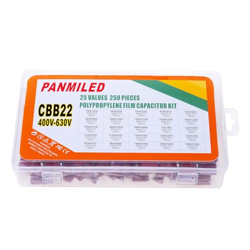 25 Values Metallized Polypropylene Film Capacitor Kit CBB22 400V-630V - style: 400V 630V 250PCS