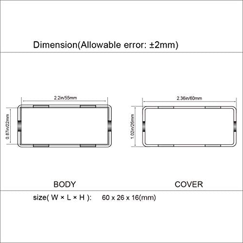 LeMotech 5Pcs ABS Plastic Electrical Project Case Power Junction Box, Project Box Black 2.4 x 1.0 x 0.6 inch (60 x 26 x 16 mm) - size: 2.4" x 1.0" x 0.6"(5pc)