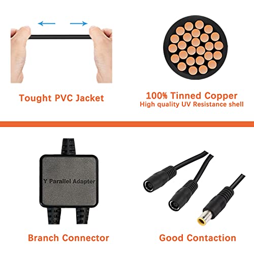 Parallel Adapter Cable, 8mm, Solar Combiner Cable, Y Branch, 10.7in, 10A, 45V, 300W, Reverse Current Protection, Compatible with Jackery