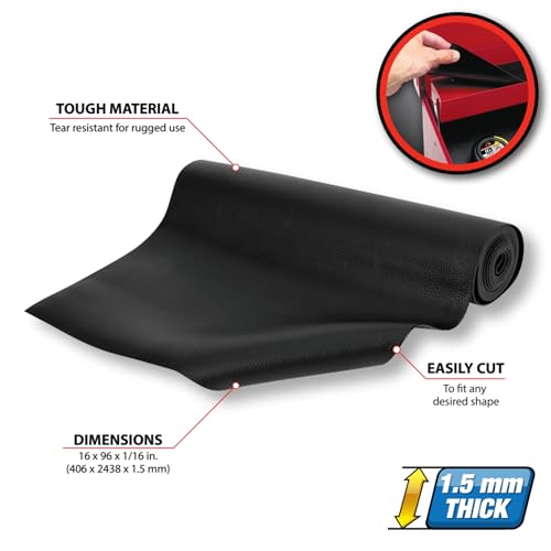 Performance Tool W88996 Tool Box Drawer Liner 16 x 96 in. - size: Black Drawer Liner (16" x 96")