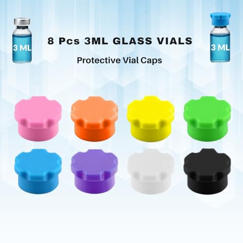 3ml Vial Caps, Peptide Vial Caps, Silicone Vial Covers, 8 Pack - color: 8Pcs / 8Colors