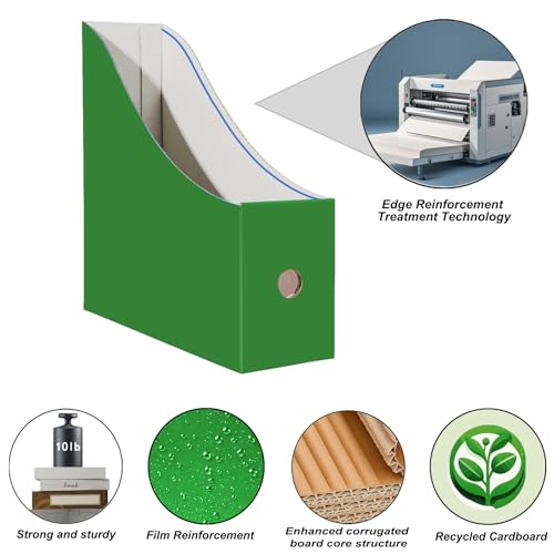 Limitliho 2 Pack Green Cardboard Magazine File Holder for Desk or Shelves - color: Grass green
