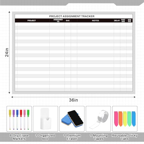 Lincia Large Magnetic Project Planning Management Vision Board 24 x 36 - style: Project