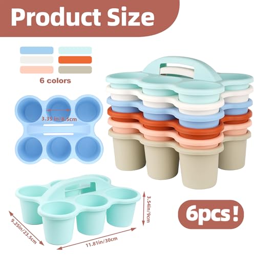 6 Color Plastic Classroom Caddy with Handle, Multipurpose Organizer, Portable Art Craft Caddy, Stackable Desk Organizer, For Stationery & Craft Tools