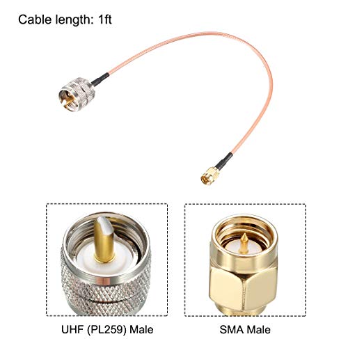 uxcell SMA Male to UHF PL-259 Male RG316 RF Coaxial Coax Cable 1 Ft - size: 1 Feet