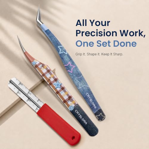 Craft Tweezers, Precision Art Tweezer for Sewing with Box 2 Pcs - color: Brown, Blue