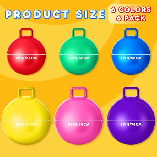 Lewtemi 6 Pcs Hopper Ball with Handle, 22 Inch,29 Inch, Rainbow Colors - color: Rainbow Colors, size: 22 Inch,29 Inch
