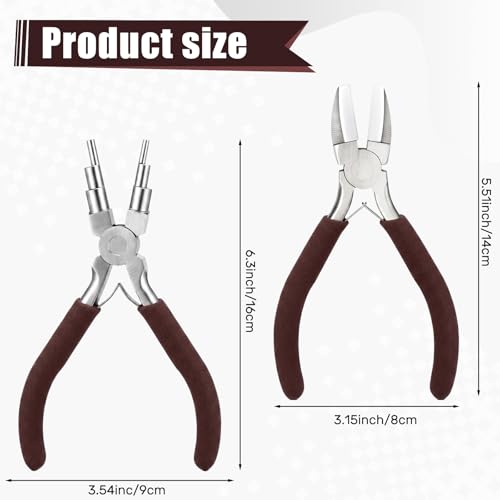Mudder 2 Pcs Jewelry Making Tool 6 in 1 Bail Making Plier,Brown - color: Brown