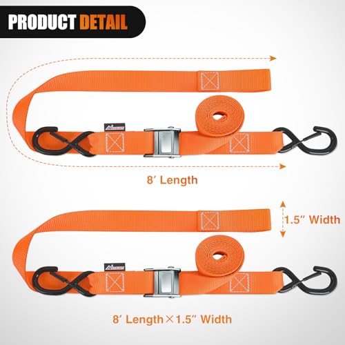 Nilight Motorcycle Tie Down Straps 1.5”×8’ for Securing Dirtbikes ATV UTV - color: 1.5in x 8ft Motorcycle Tie Down Straps