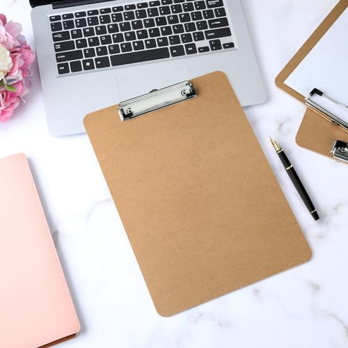 Wood Clipboards Set of 2, Letter Size Hardboard Clip Board 8.5x11