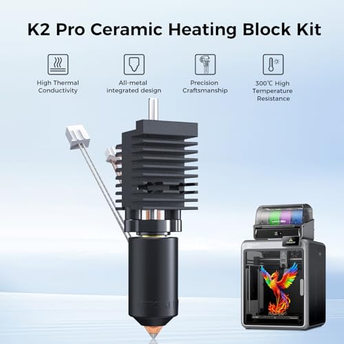 Creality Official K2 Pro Hotend Kit, Upgrades Ceramic Heating Block Kit, Unicorn Quick Swap 3D Printer Nozzle, High Flow Heater Block, All Metal Integrated Accessories for Creality 3D Printers - style: K2 Pro
