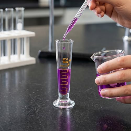 Baluue 10ml Graduated Cylinder, Borosilicate Glass Measuring Cup with Pour Spout, Conical Precise Lab Graduated Measuring Cylinder for Liquid, Science Labware - size: 10ml