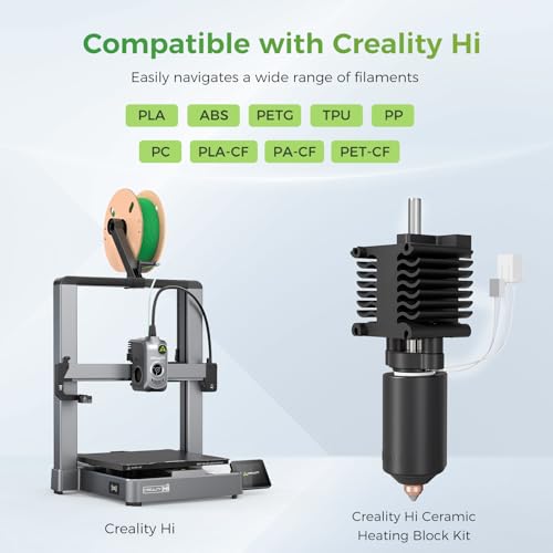 Creality Official Hi Hotend Kit, Upgrades Ceramic Heating Block Kit, Unicorn Quick Swap 3D Printer Nozzle, High Flow Extruder Heater Block, All Metal Integrated Accessories for Creality Hi Combo - style: Hi