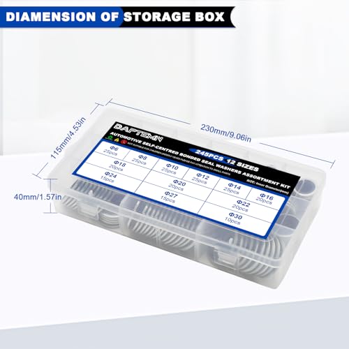 245PCS Metric Bonded Sealing Washers, 12 Sizes Rubber Washers Kit - color: 245PCS Black Seal Washers